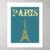 Golden Paris Eiffel Tower Mauer Poster Dekoration (Vorderseite)
