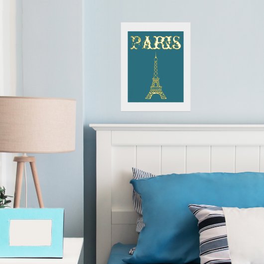 Golden Paris Eiffel Tower Mauer Poster Dekoration (In Situ (Schlafzimmer))