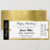 Golden Party Ticket Invitation Einladung (Vorne/Hinten)