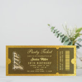 Golden Party Ticket Invitation Einladung (Stehend Vorderseite)