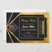 Golden Party Ticket Invitation Einladung (Vorderseite)