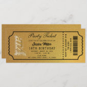Golden Party Ticket Invitation Einladung (Vorne/Hinten)