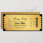 Golden Party Ticket Invitation Einladung (Vorne/Hinten)