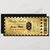 Golden Party Ticket Invitation Einladung (Vorne/Hinten)