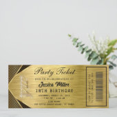 Golden Party Ticket Invitation Einladung (Stehend Vorderseite)