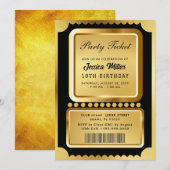 Golden Party Ticket Invitation Einladung (Vorne/Hinten)