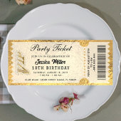Golden Party Ticket Invitation Einladung
