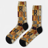 Golden Patchwork Kunst-Socken - Custom Elegante De Socken (Linkes Detail)