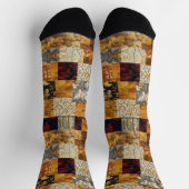 Golden Patchwork Kunst-Socken - Custom Elegante De Socken (Oben)