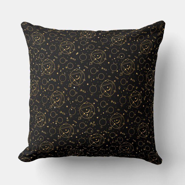 Golden Pattern 02.bw Black BG Kissen (Vorderseite)