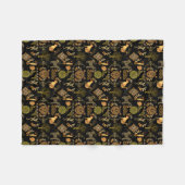 Golden Pattern 03.bw Black BG Fleecedecke (Vorderseite (Horizontal))