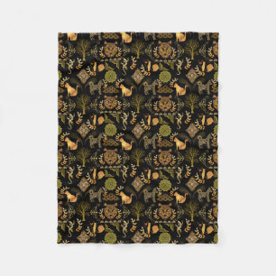 Golden Pattern 03.bw Black BG Fleecedecke
