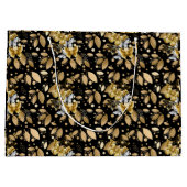 Golden Pattern 06.bw Black BG Große Geschenktüte (Rückseite)