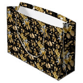 Golden Pattern 06.bw Black BG Große Geschenktüte (Rückseite Schrägansicht)