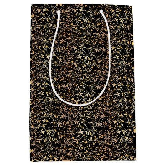 Golden Pattern 08.bw Black BG Mittlere Geschenktüte (Vorderseite)