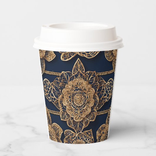 Golden patterns AI art  Pappbecher (Rückseite)