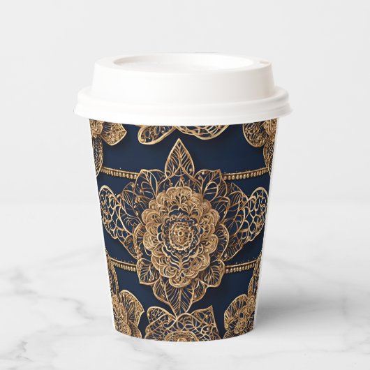 Golden patterns AI art  Pappbecher (Vorderseite)