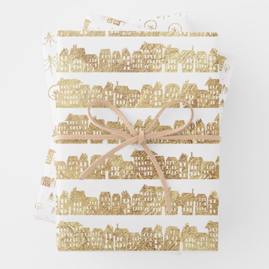 Golden Patterns Urban Snow Wrapping Paper Sheets Geschenkpapier Set (Beispiel)