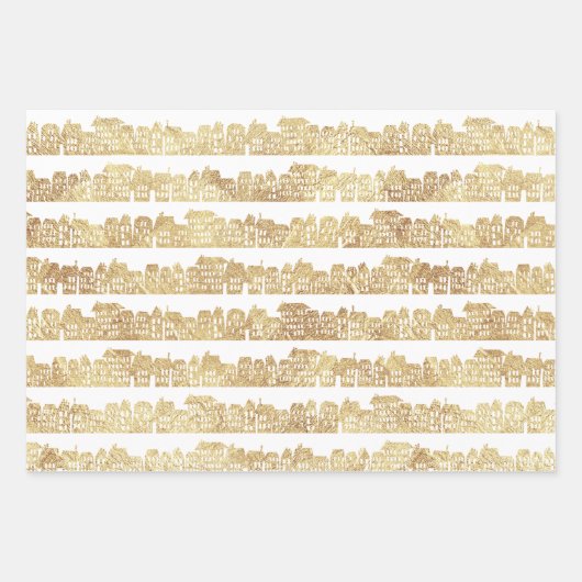 Golden Patterns Urban Snow Wrapping Paper Sheets Geschenkpapier Set (Vorderseite)