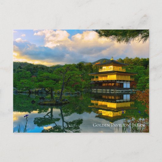 Golden Pavillon Tempel Kyoto Japan Landschaft Postkarte (Vorderseite)