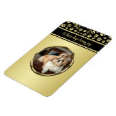 Golden Paw Prints on Black with Custom Name Magnet (Linke Seite)