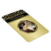 Golden Paw Prints on Black with Custom Name Magnet (Rechte Seite)