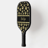 Golden Paw Prints on Black with Custom Name Pickleball Schläger (Links)