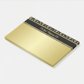 Golden Paw Prints on Black with Custom Name Post-it Klebezettel (angewinkelt)