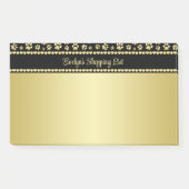 Golden Paw Prints on Black with Custom Name Post-it Klebezettel (Vorderseite)