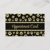 Golden Paw Prints on Black with Custom Name Terminkarte (Vorderseite)