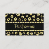Golden Paw Prints on Black with Custom Name Visitenkarte (Vorderseite)