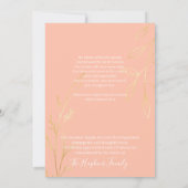 Golden Peach floral in Love Memory Beerdigung Dankeskarte (Rückseite)