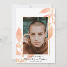 Golden Peach floral in Love Memory Beerdigung Dankeskarte