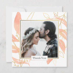 Golden Peach Hochzeit mit floralen Farben Dankeskarte
