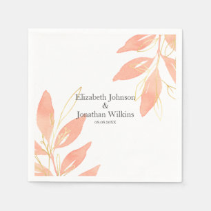 Golden Peach Hochzeit mit floralen Farben Serviette
