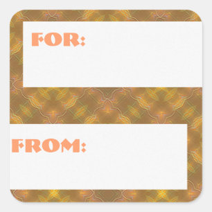 Golden Peach & Yellow Squares Gemustertes Geschenk Quadratischer Aufkleber
