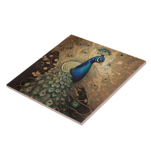 Golden Peacock Bird Fliese (Seite)