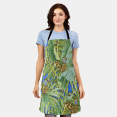 Golden Peacock Blätter auf Cerulean Blue All-Over- Schürze (Getragen)