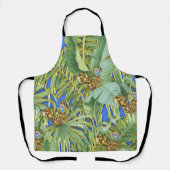 Golden Peacock Blätter auf Cerulean Blue All-Over- Schürze (Vorderseite)