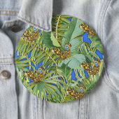 Golden Peacock Blätter auf Cerulean Blue Button (Beispiel)