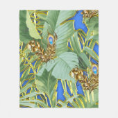 Golden Peacock Blätter auf Cerulean Blue Fleecedecke (Vorderseite)