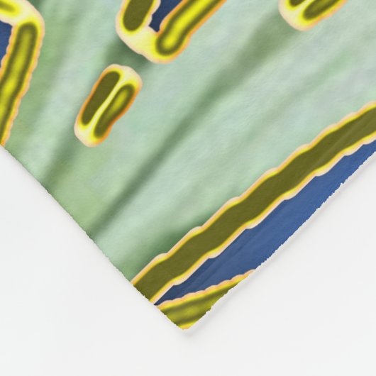 Golden Peacock Blätter auf Cerulean Blue Fleecedecke (Ecke)