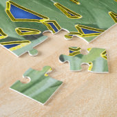 Golden Peacock Blätter auf Cerulean Blue Puzzle (Seite)