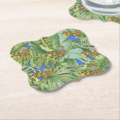 Golden Peacock Blätter auf Cerulean Blue Untersetzer (angewinkelt)