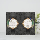 Golden Peacock & Calligraphy Swirl Wedding Program (Stehend Vorderseite)