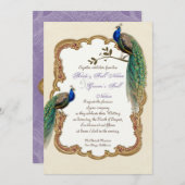 Golden Peacock & Calligraphy Wirbel Einladung (Vorne/Hinten)