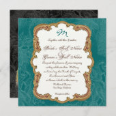 Golden Peacock & Calligraphy Wirbel Einladung (Vorne/Hinten)