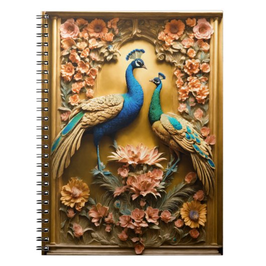Golden Peacock Design Notebook Notizblock (Vorderseite)