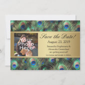 Golden Peacock Feather Foto Save the Date (Vorderseite)
