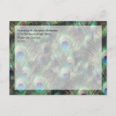 Golden Peacock Feather Hintergrund Save the Date Ankündigungspostkarte (Rückseite)